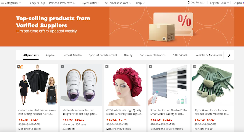Sellers on Alibaba often host flash sales on hot items, usually with a minimum order requirement.
